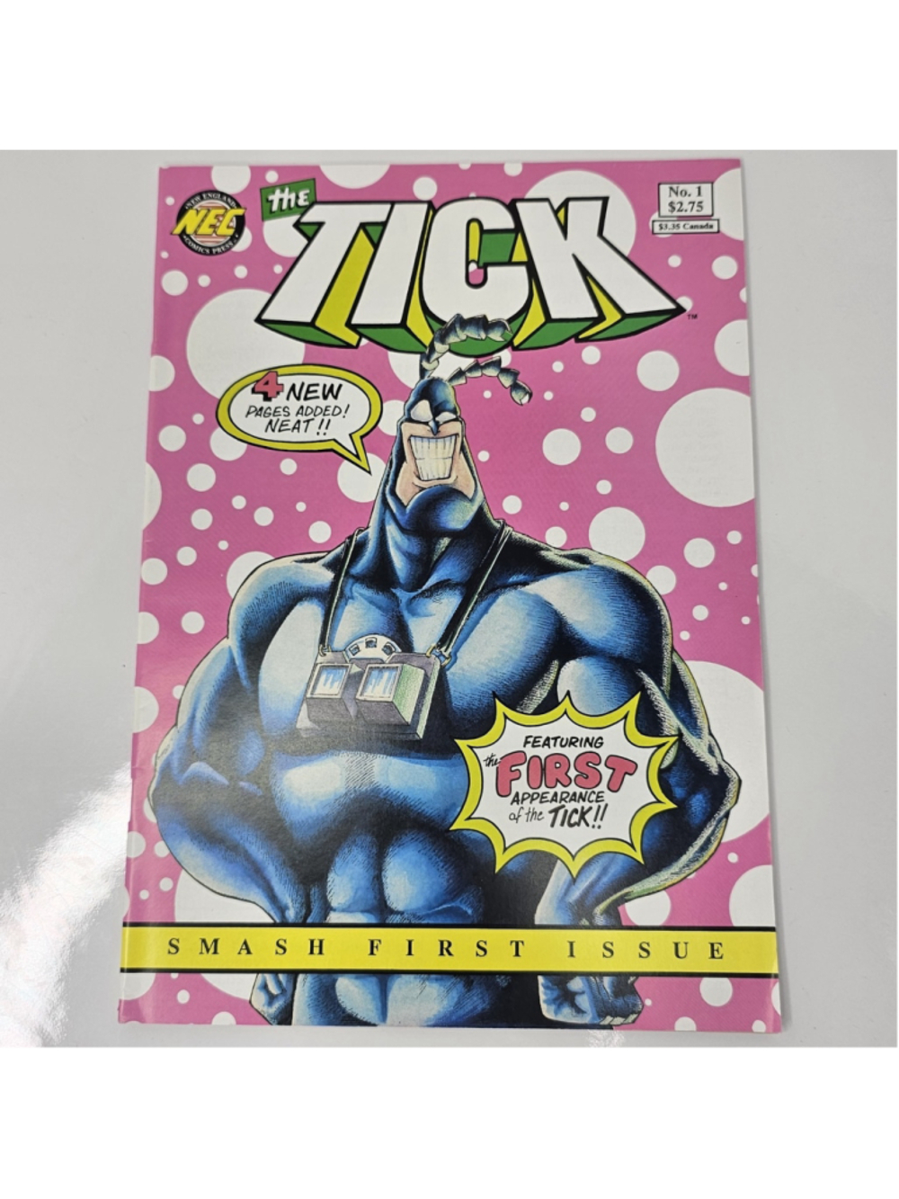 The Tick # 1 New England Comics 1991 1st App 5th Print Pink Variant Nice Cond!